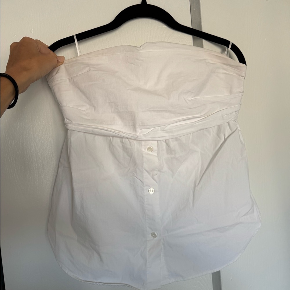 White Strapless Zara button up shirt